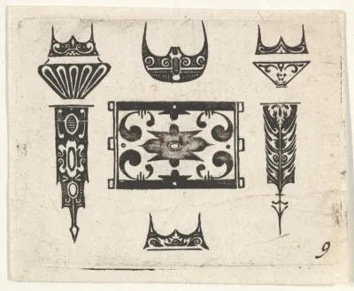 Blackwork Print with Nine Motifs