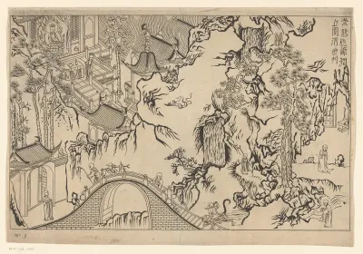Blad 3 uit een reeks van vier bladen met Chinese voorstellingen