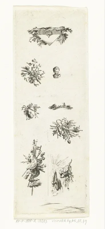 Blad met acht vignetten