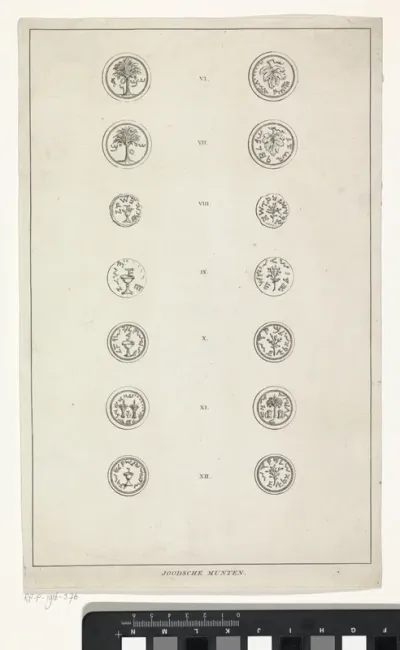 Blad met Joodse munten VI-XII