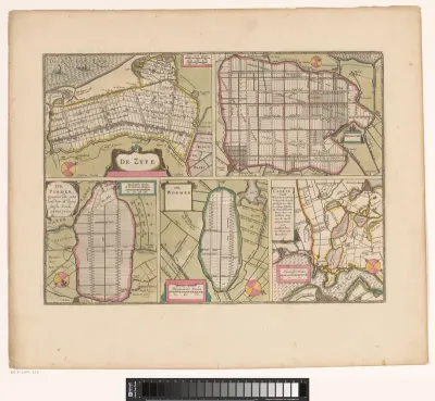 Blad met kaarten van de polders van de Zijpe, Beemster, Purmer, Wormer en een kaart van Waterland