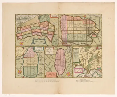 Blad met kaarten van de polders van de Zijpe, Beemster, Purmer, Wormer en een kaart van Waterland