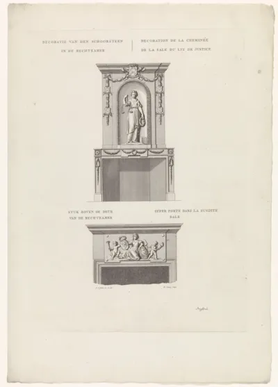 Blad met twee decoraties uit de rechtkamer