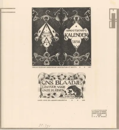 Blad met twee houtsneden