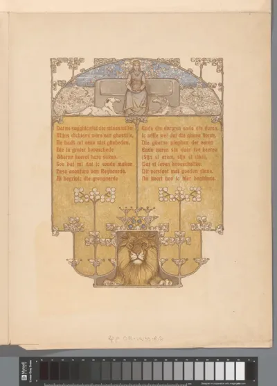 Blad met vier pagina's voor: Stijn Streuvels, Reinaert de Vos, 1910