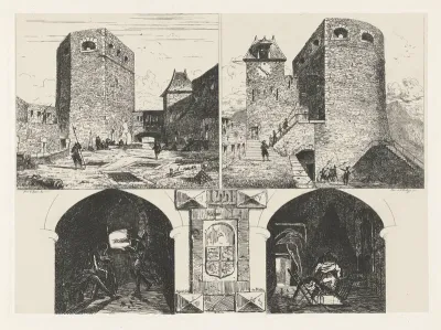 Blad met vier voorstellingen