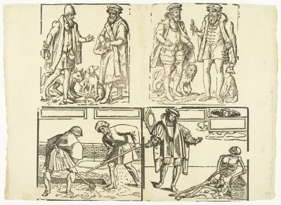 Blad met vier voorstellingen