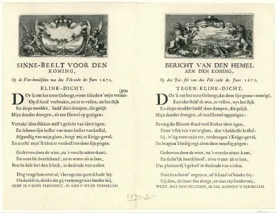 Blad met zinnebeelden op de veldtocht van Lodewijk XIV in 1672