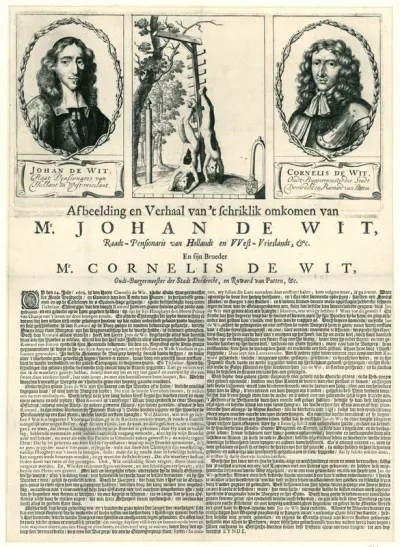 Blad over de moord op de gebroeders De Witt, 1672