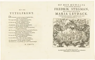 Bladzijde uit het huwelijksdicht voor Fredrik Stegman en Maria Leydack