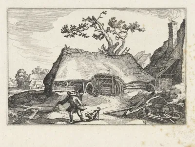 Blaffende hond bij een boerderij