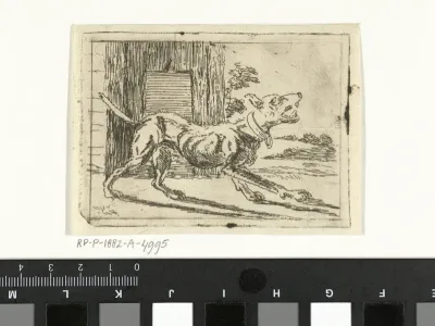 Blaffende hond bij hok