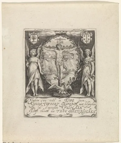 Blazoen of nieuwjaarskaart van de Haarlemse rederijkerskamer De Pellicaen