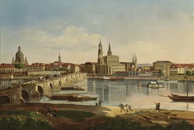Blick auf Dresden vom rechten Elbufer aus