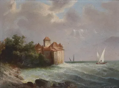 Blick auf Schloss Chillon am Genfersee