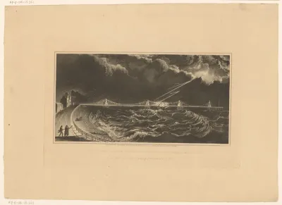 Bliksem slaat in op de Chain Pier in Brighton, 1833