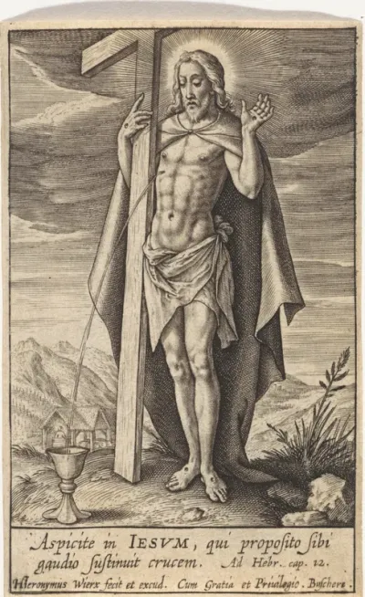 Bloed van Christus stroomt in miskelk