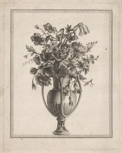 Bloemen in vaas met drie oren