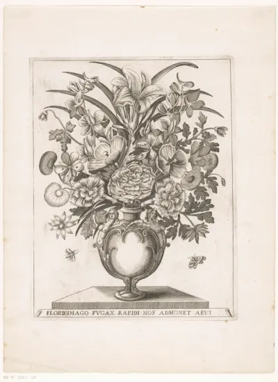 Bloemen in vaas met halffiguren
