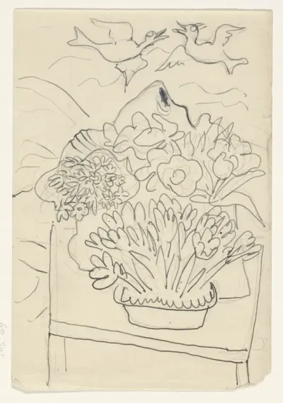 Bloemenvaas op een tafel