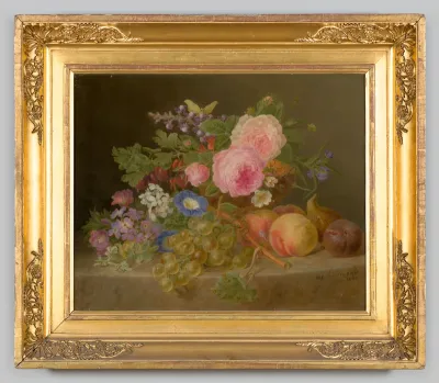 Bloemstilleven met fruit