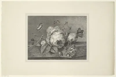 Bloemstilleven op een marmeren blad