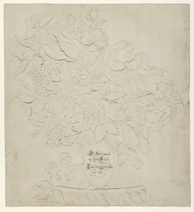 Bloemstuk met putti
