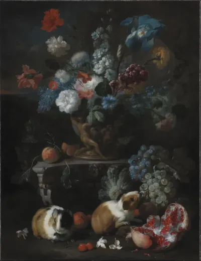 Blomsterstykke med marsvin