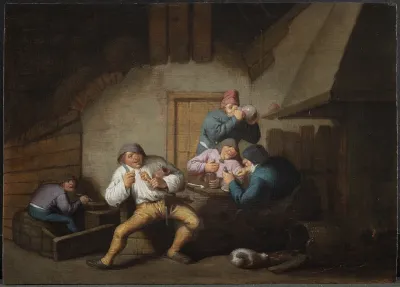 Bønder ved et bord. De fem sanser: Smagssansen