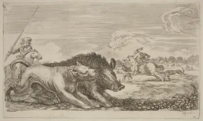 Boar Chased by a Dog