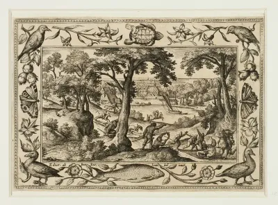 Boar Hunt, from Landscapes with Old and New Testament Scenes and Hunting Scenes