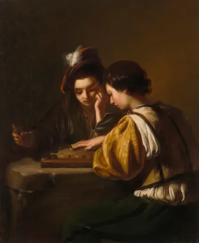 Board Game Players, copy after Bartolomeo Manfredi, a part