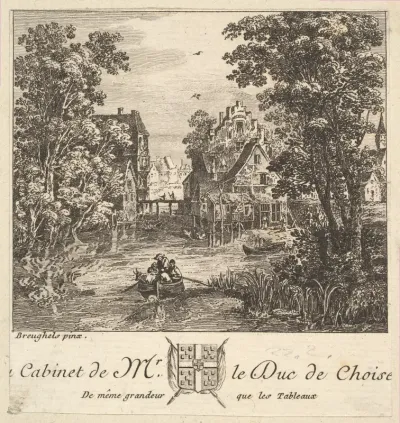 Boat on a River near a Town after a painting in the cabinet of the Duc de Choiseul