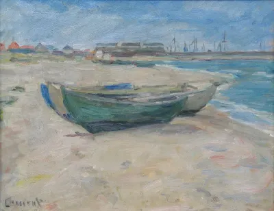 Boats on a beach.