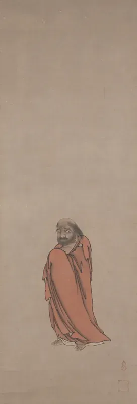 Bodhidharma, from a triptych of Bodhidharma and Landscapes of the Four Seaons