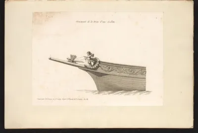 Boegbeeld van een schoener met een putto en libellen