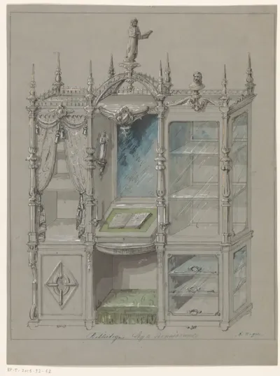 Boekenkast in neorenaissancistische stijl