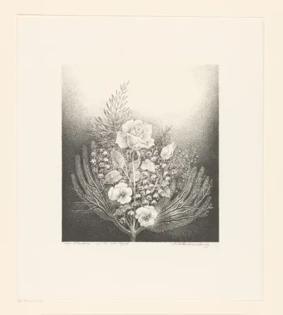 Boeket met rozen en violen