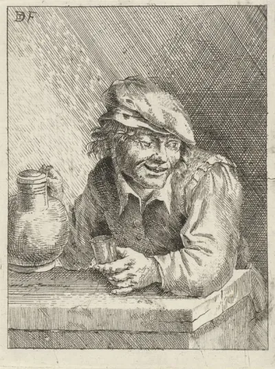 Boer aan een toog
