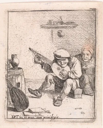 Boer bespeelt de luit