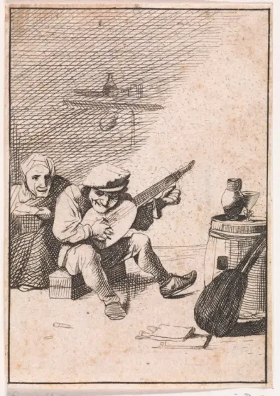 Boer bespeelt de luit