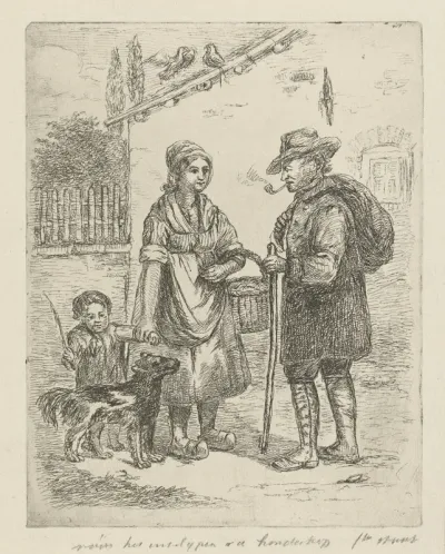 Boer en boerin bij hoeve