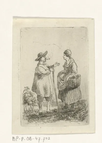 Boer en boerin in gesprek