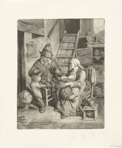 Boer en een vrouw met kind