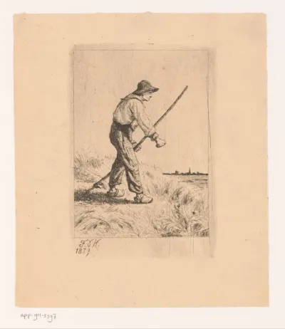 Boer maait het land