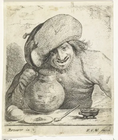 Boer met een kan in de hand