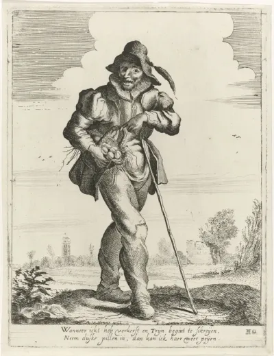 Boer met eieren in een mand