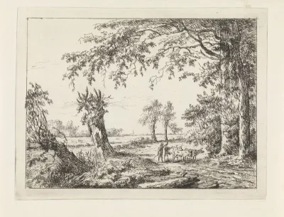 Boer met koeien op een weg