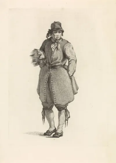 Boer met korenschoof onder de arm