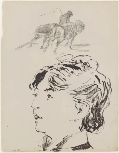Boer met paardenspan en Marie Colombier